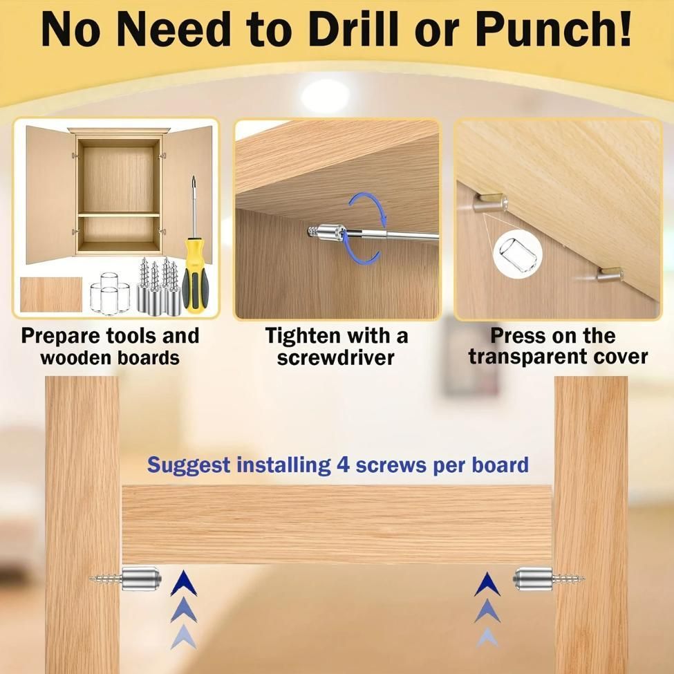 20pcs Metal Shelf Support Pegs with Anti-Slip Self-Tapping Screws Set