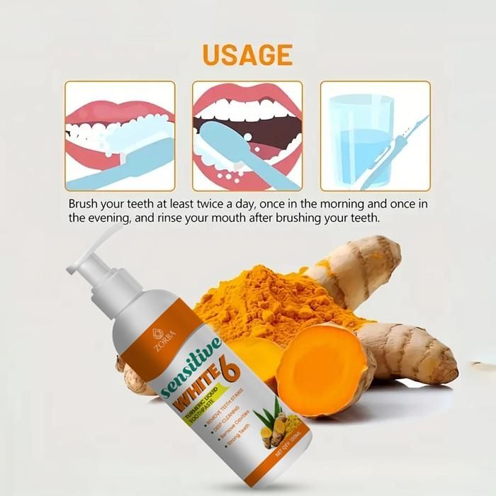 Zorba Sensitive White 6 Turmeric Liquid Toothpaste 100ML (Pack of 2)
