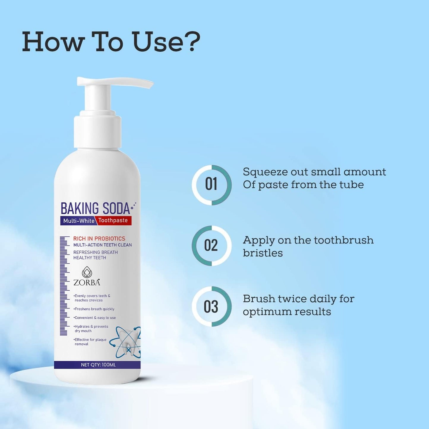 Zorba Baking Soda Multi-White Toothpaste 100ML (Pack of 2)