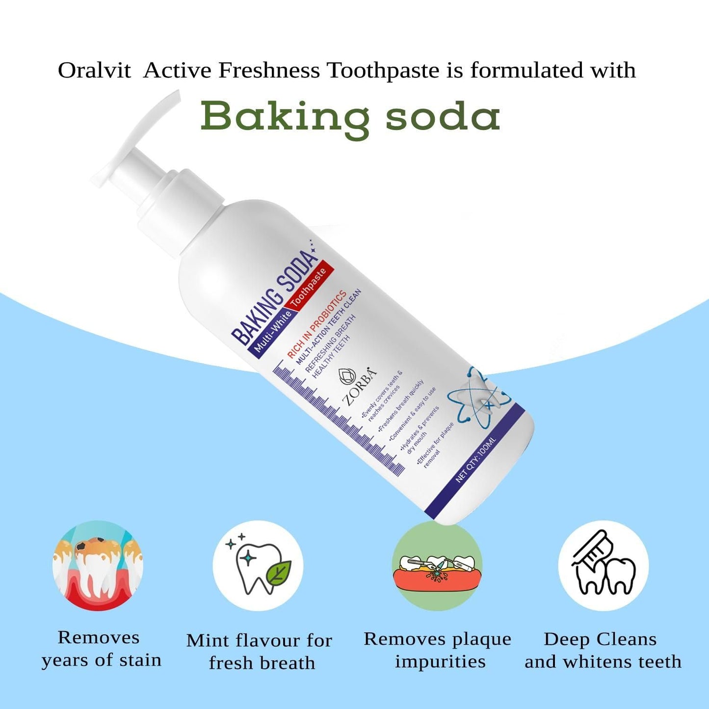 Zorba Baking Soda Multi-White Toothpaste 100ML